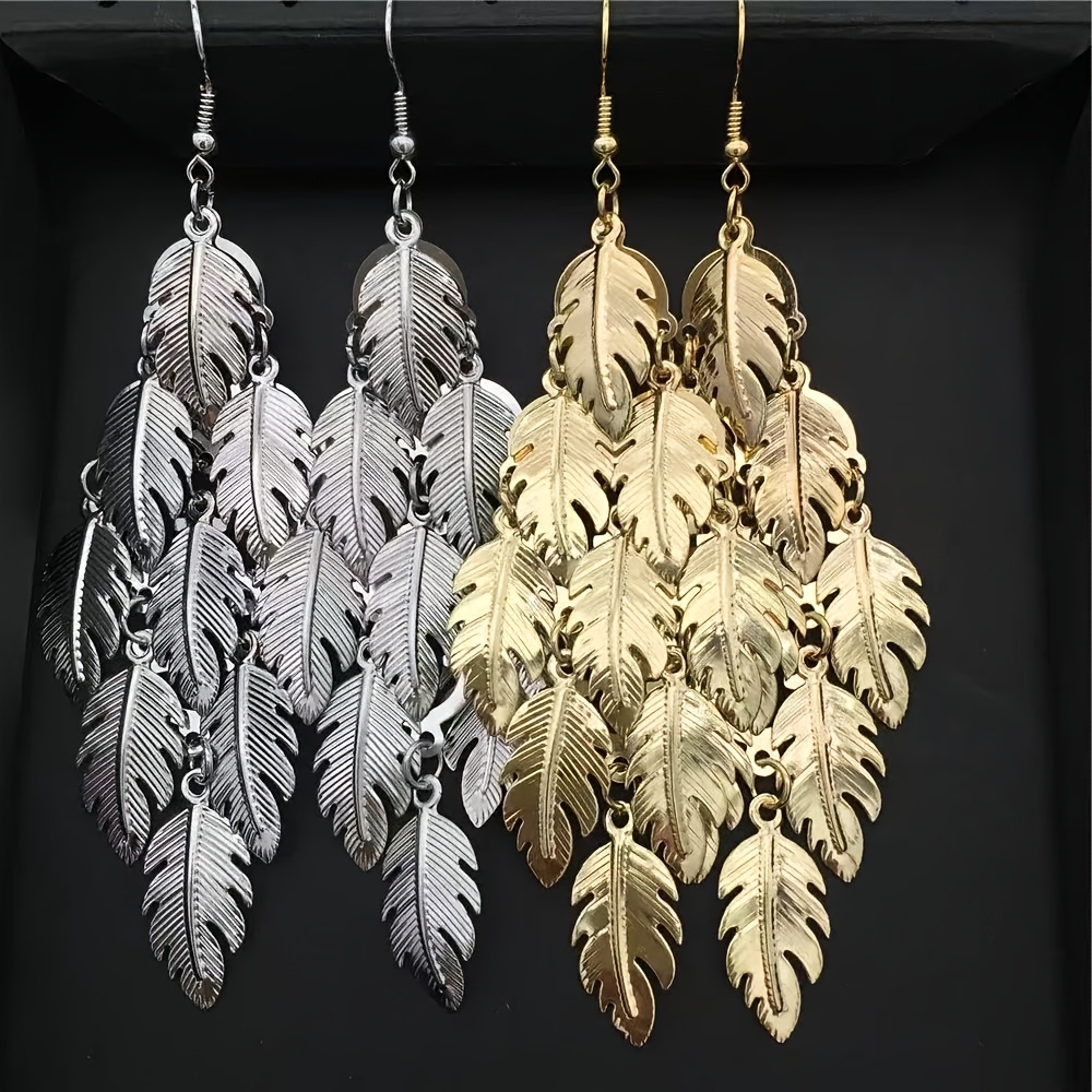 Women's French-style Palace Long Leaf Tassel Earrings